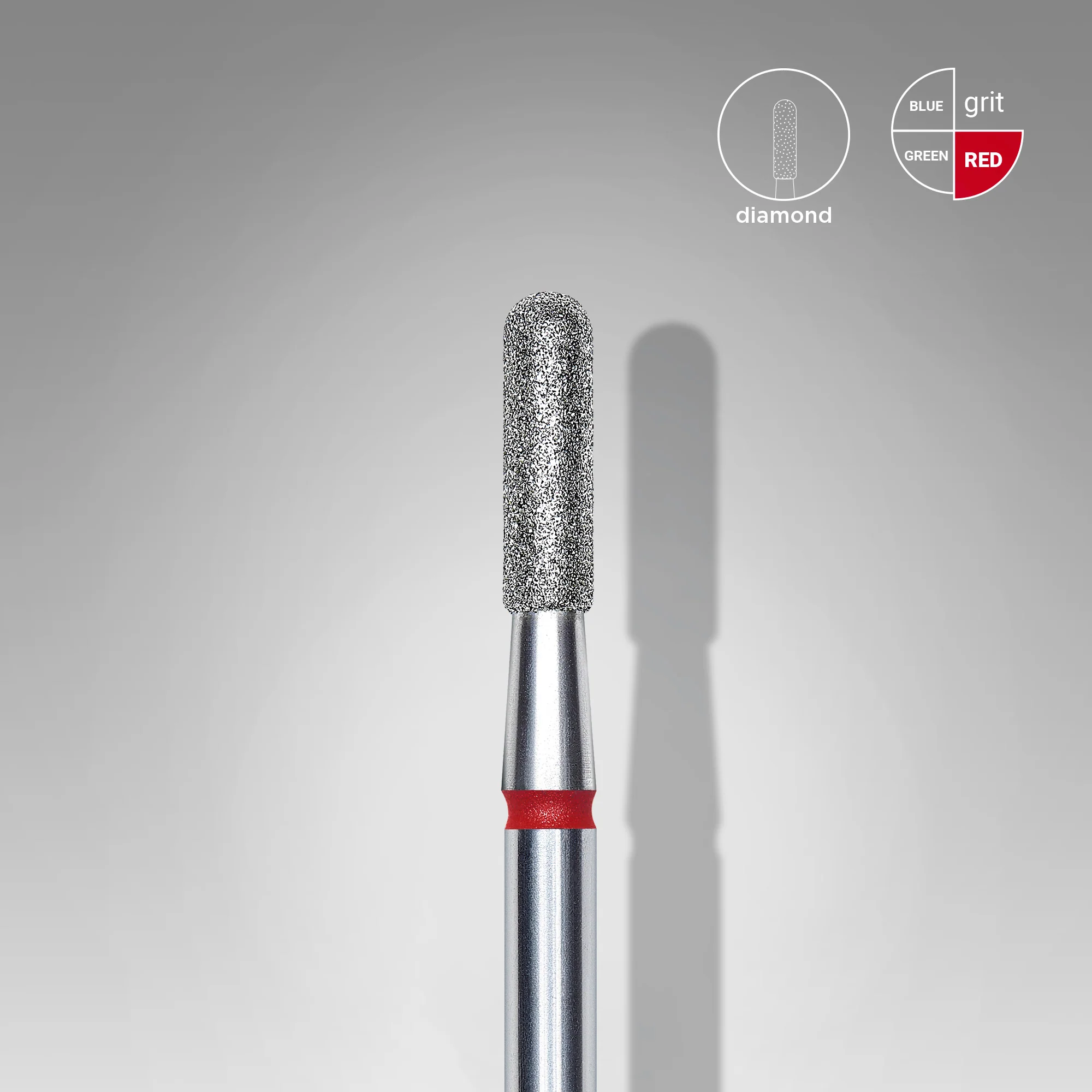 Diamantfräse "runder Zylinder" rot, Durchmesser 2.3 mm / Arbeitsteil 8 mm