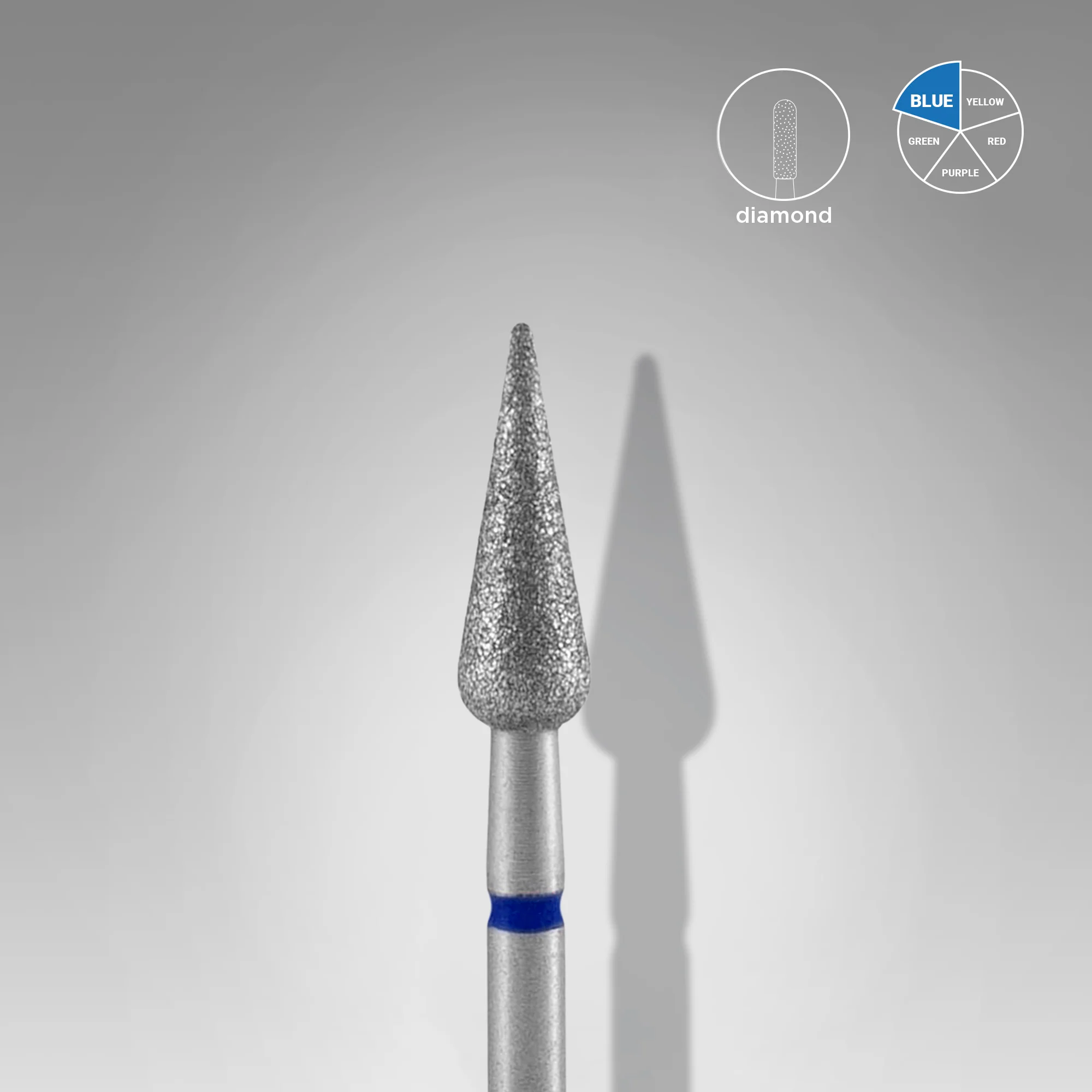 Diamantfräse "Spitzbirne" blau, Durchmesser 4 mm / Arbeitsteil 12 mm