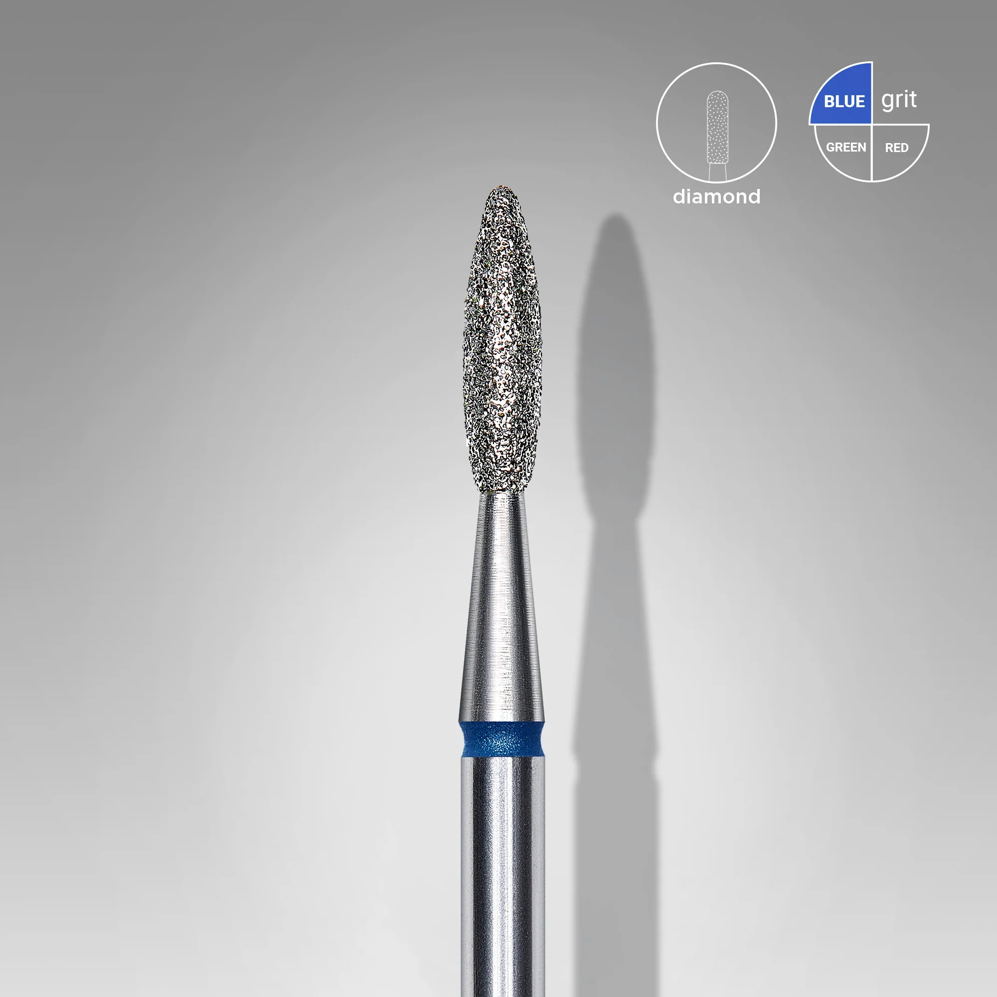 Diamantfräse "Flamme" blau, Durchmesser 2.1 mm / Arbeitsteil 8 mm