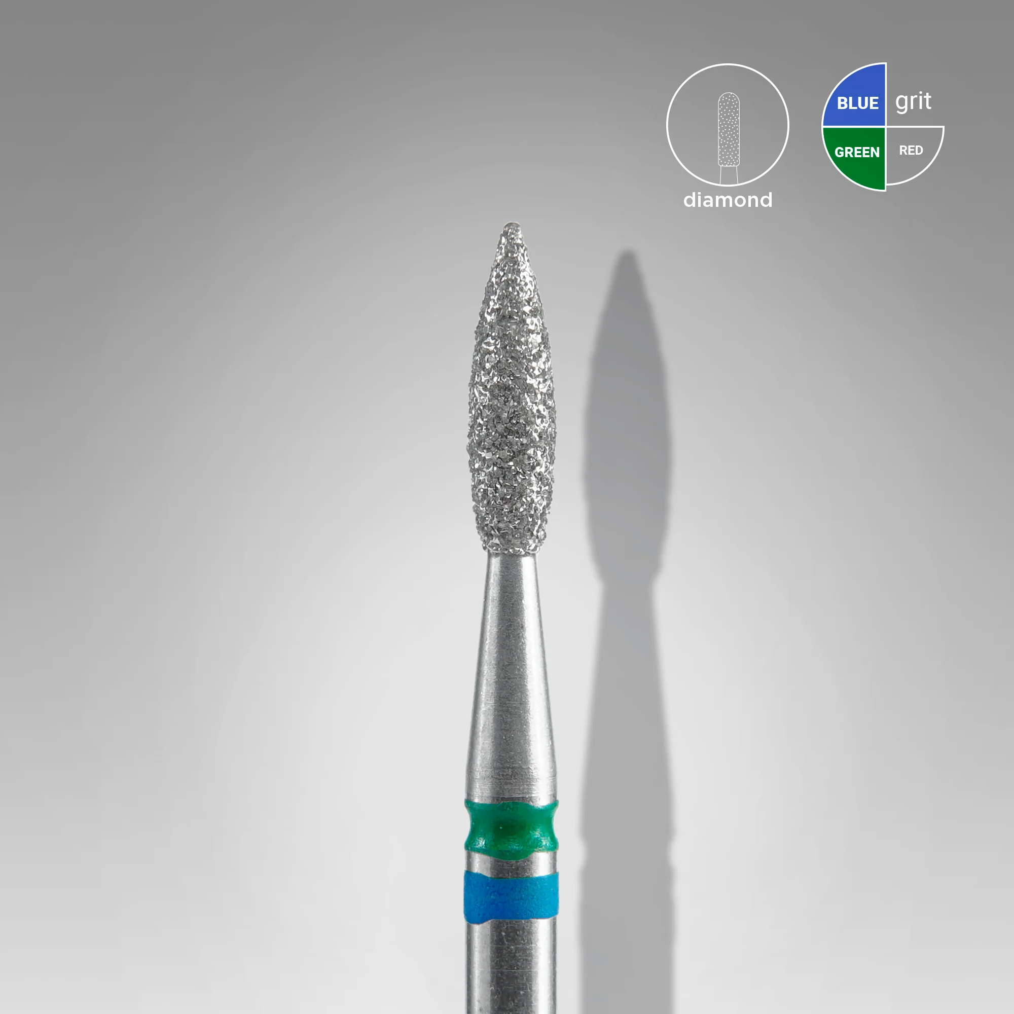 Diamant Nailbit Flamme Blau/Grün 2,1/2mm