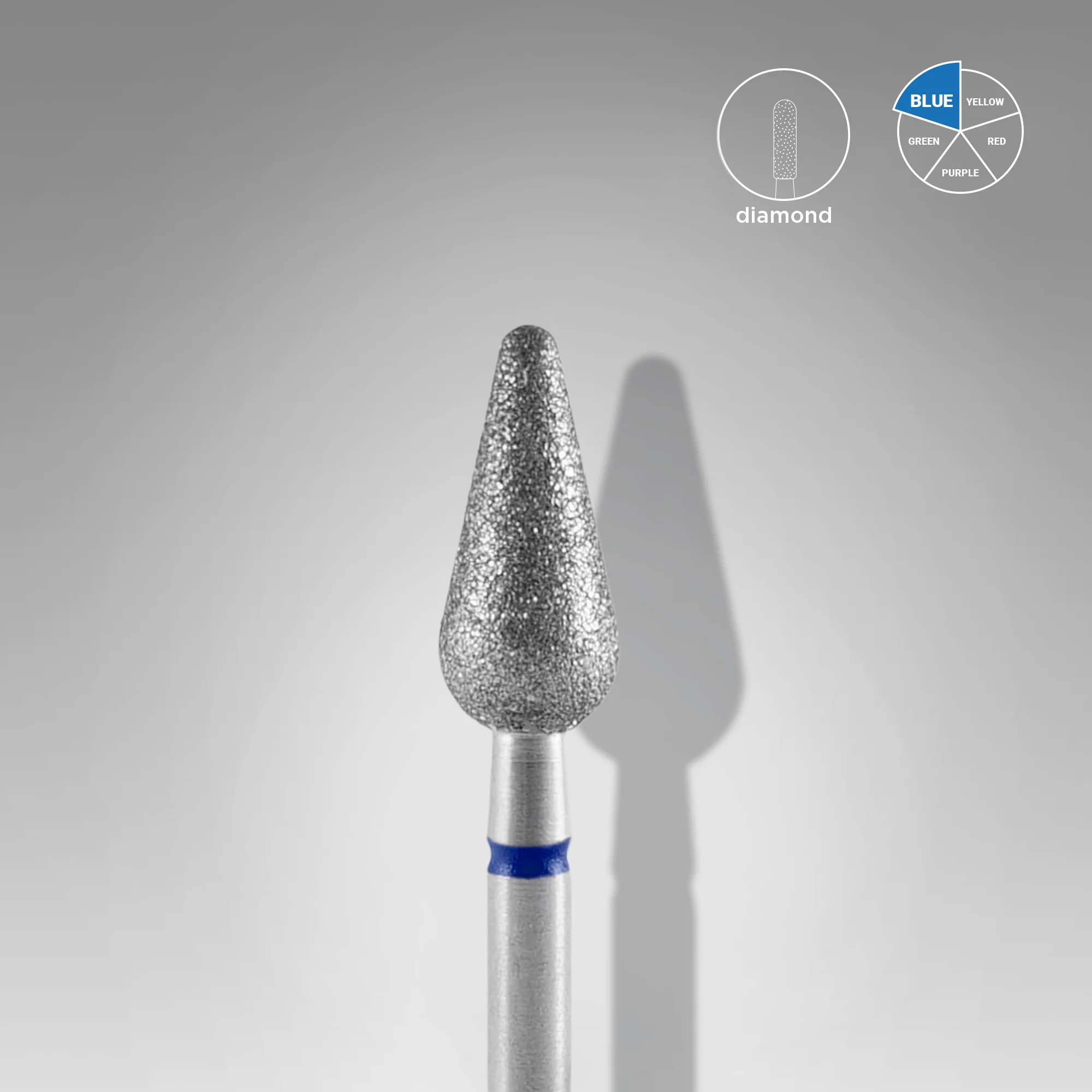 Diamantfräse "runde Birne" blau, Durchmesser 5 mm / Arbeitsteil 12 mm